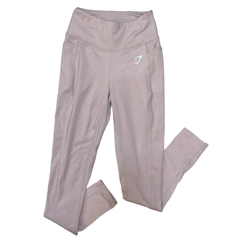 Gymshark light pink full length leggings side pockets women’s size XS